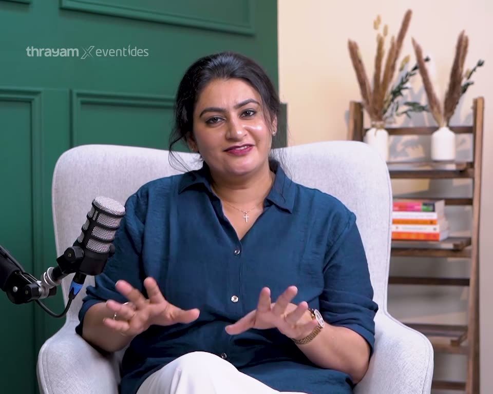 Eventides speaking in the Thrayam podcast studio